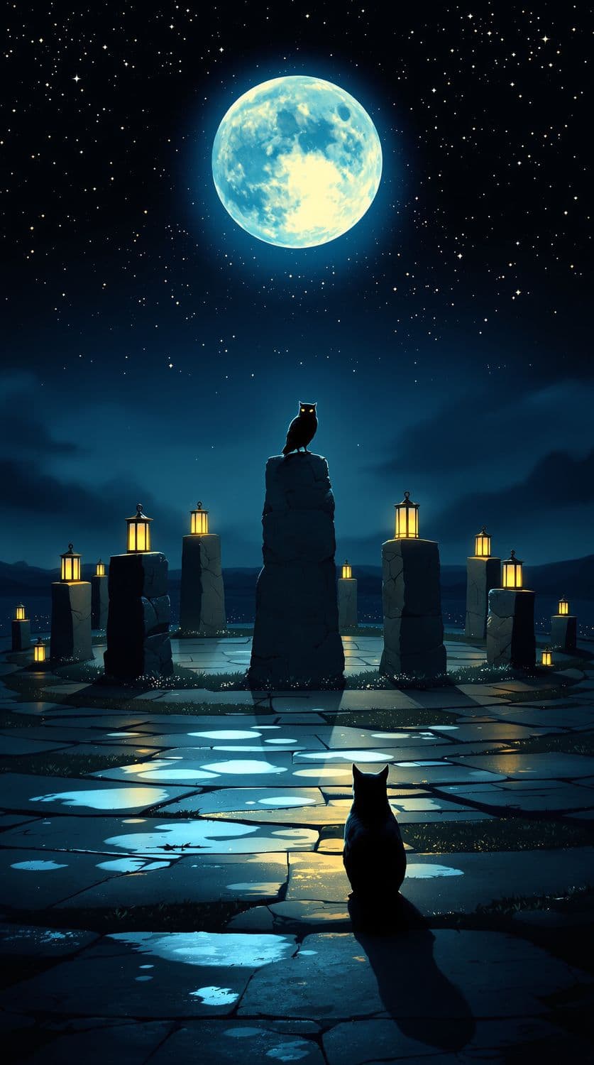 Ancient Stone Circle by Moonlight