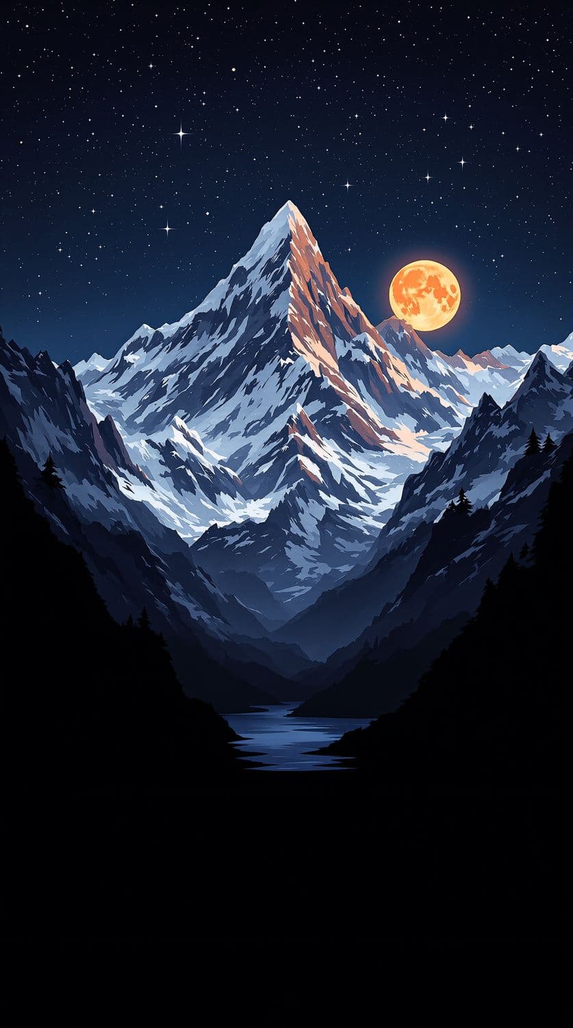 Moonlit Majesty in the Mountains