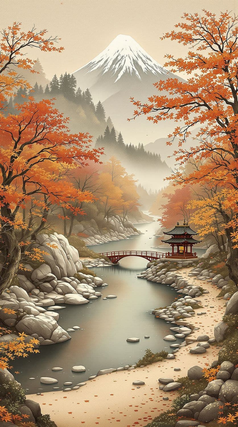Autumn Serenity in a Japanese Forest