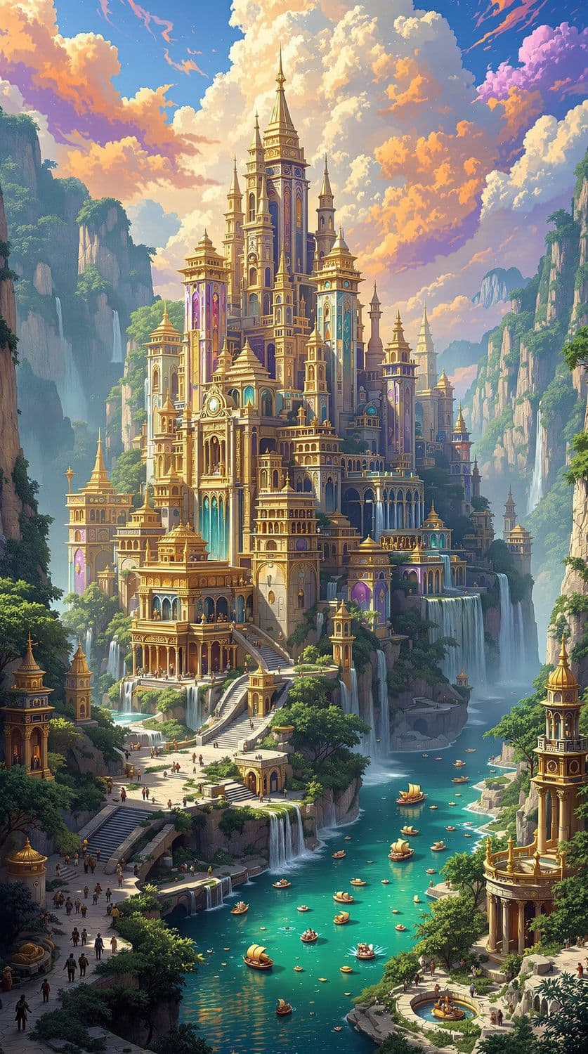 Mystical Waterfall City