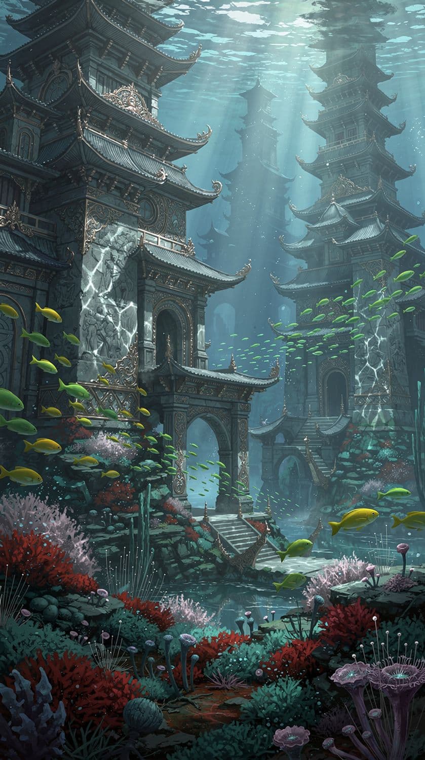 Mystical Underwater Cityscape