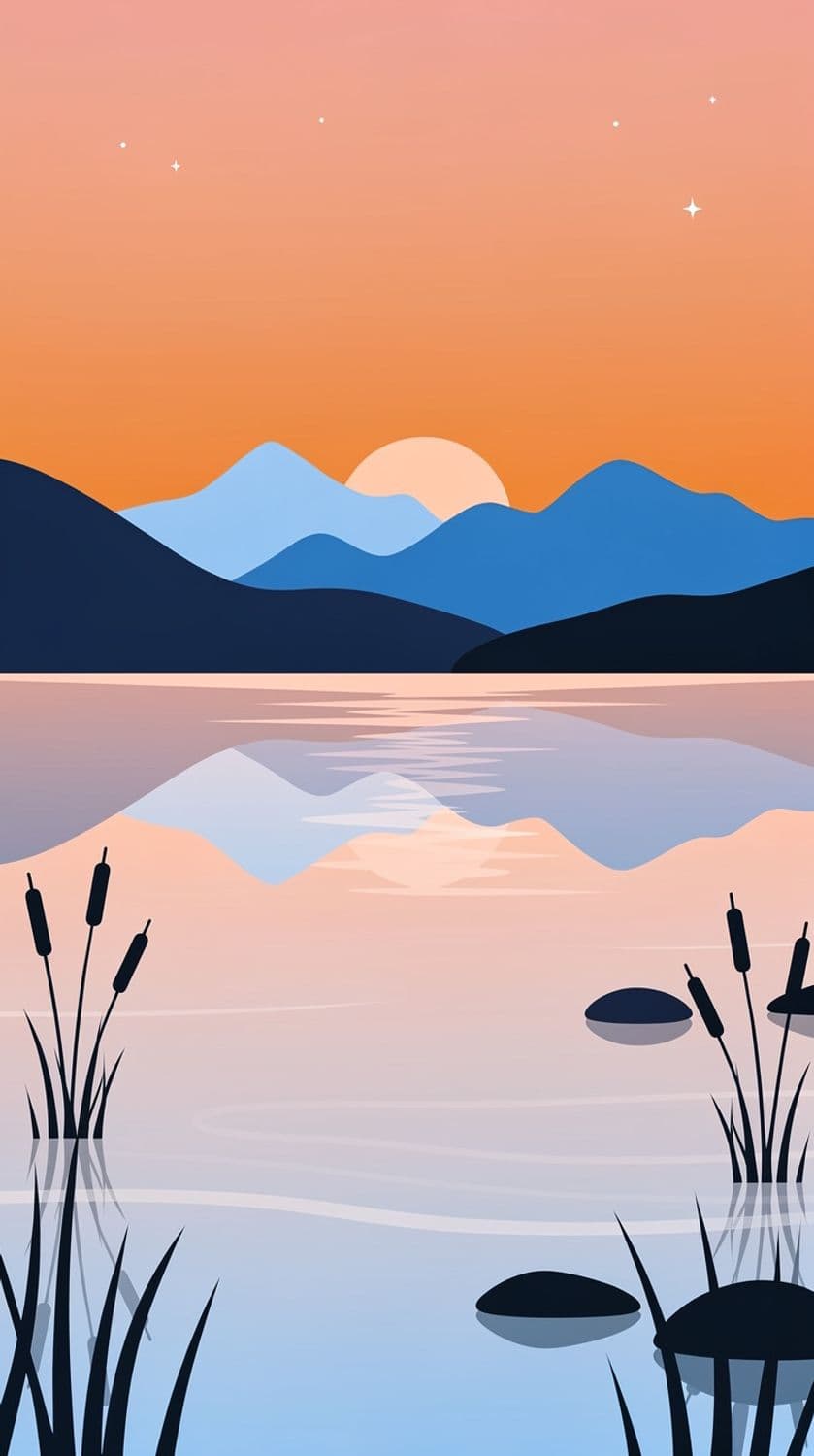 Minimalist Mountain Lake Sunrise