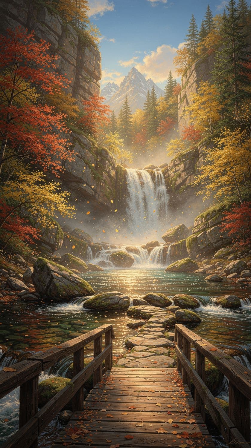 Autumn Waterfall Retreat