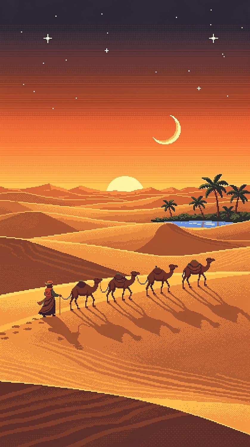 Desert Caravan at Dusk