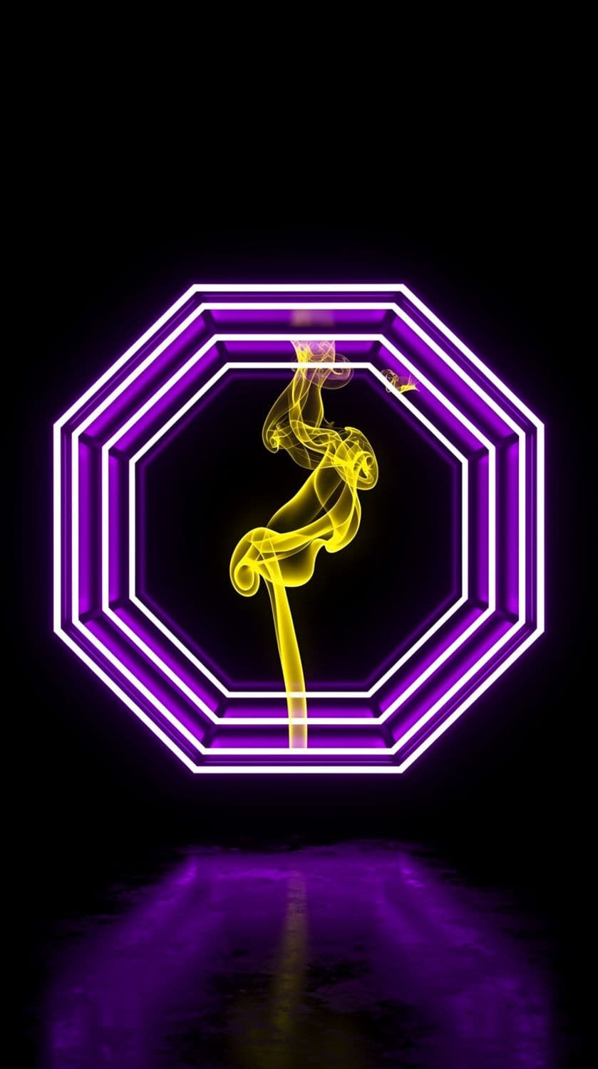 Neon Purple Octagon with Yellow Smoke