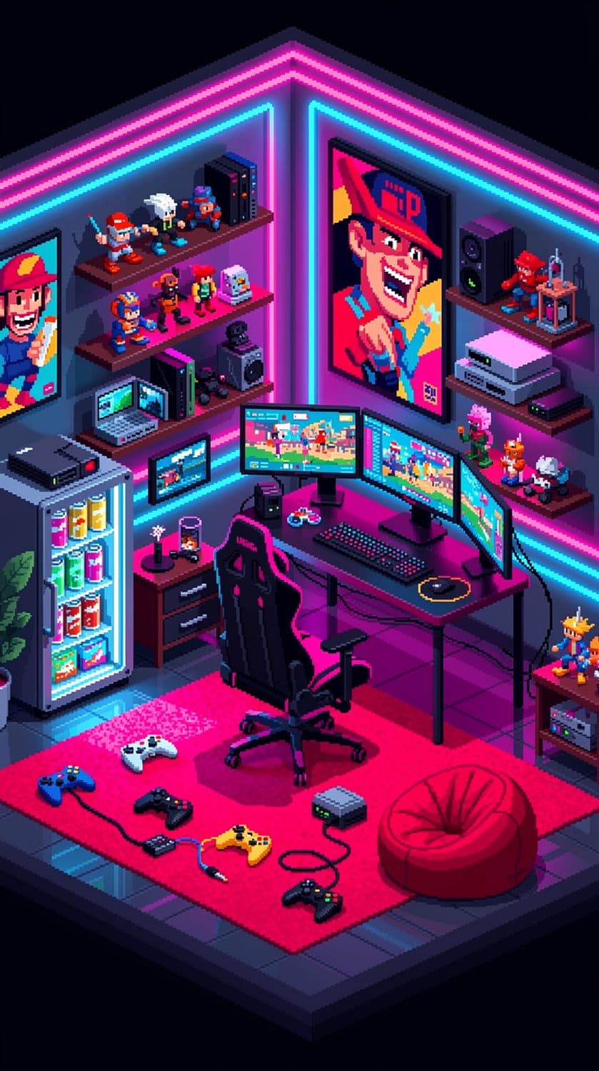 Immersive Neon Gaming Den