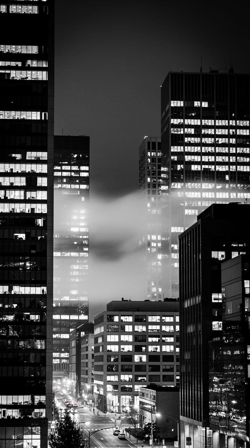 Geometric Nightscape of Skyscrapers