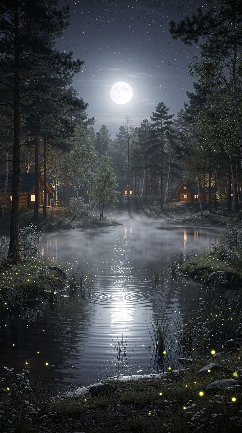 Moonlit Forest Reflections