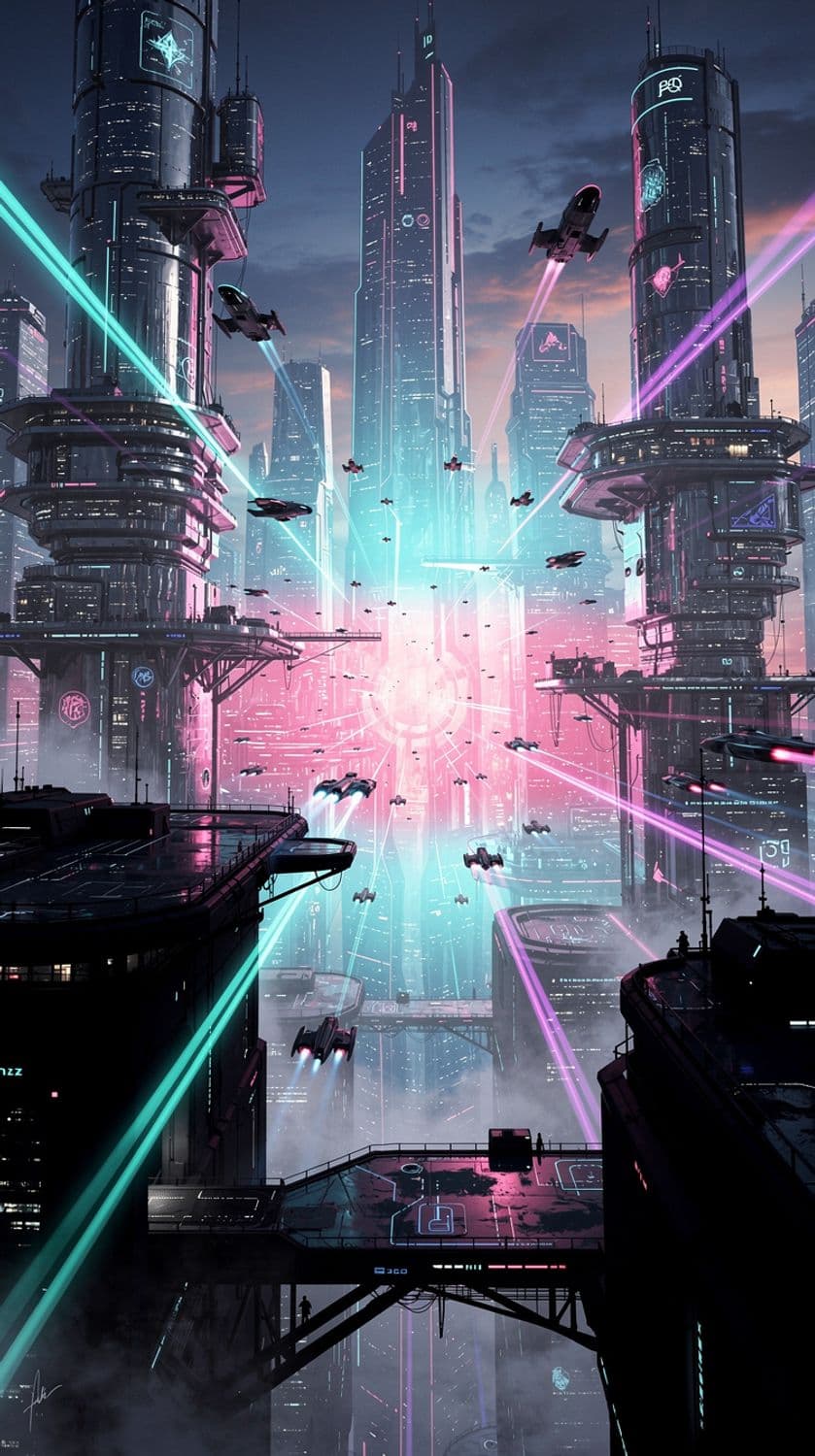Futuristic Cityscape at Dusk