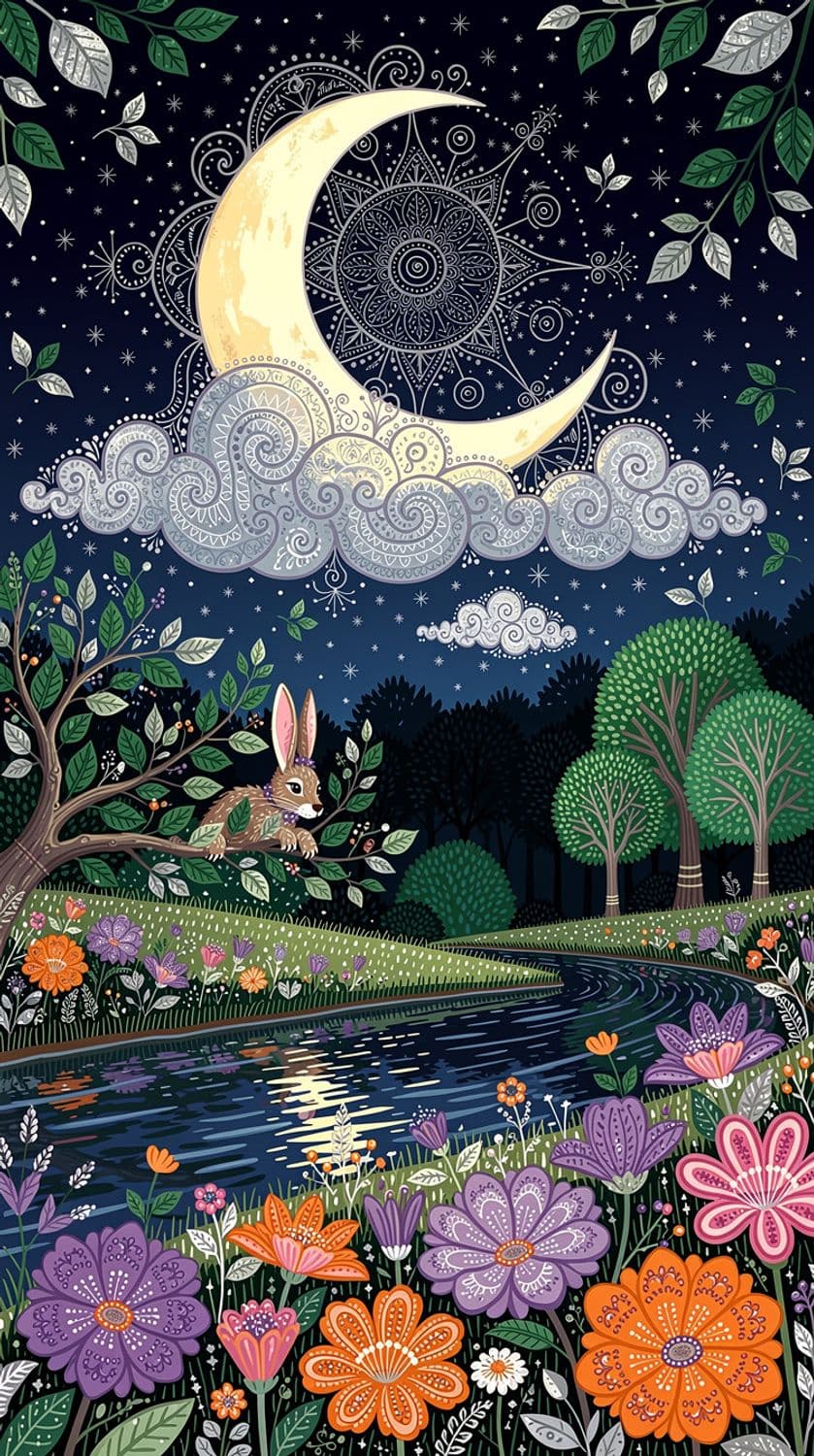 Enchanted Nightscape and Floral Fantasy