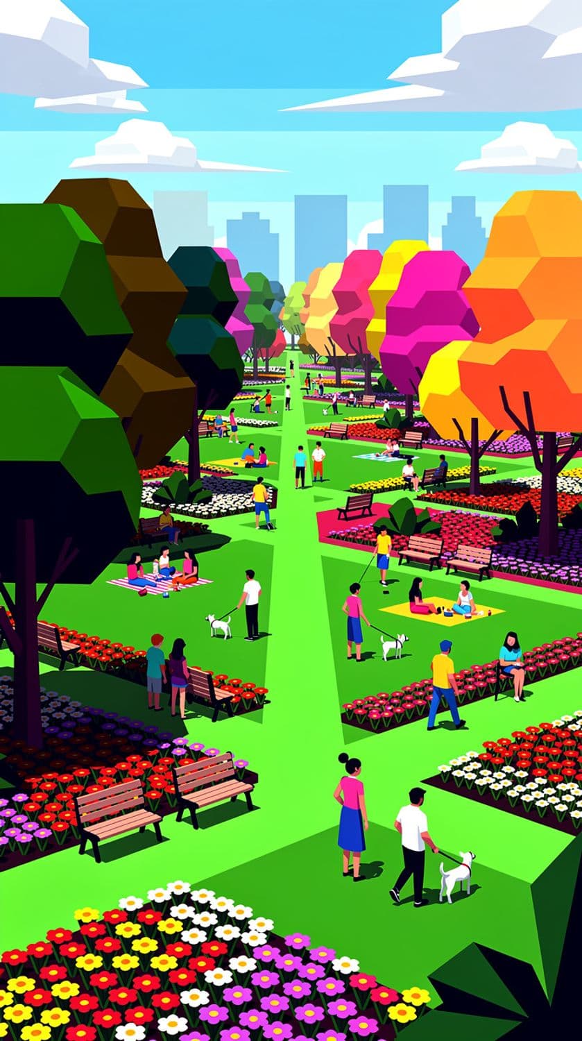Stylized Pop Art City Park