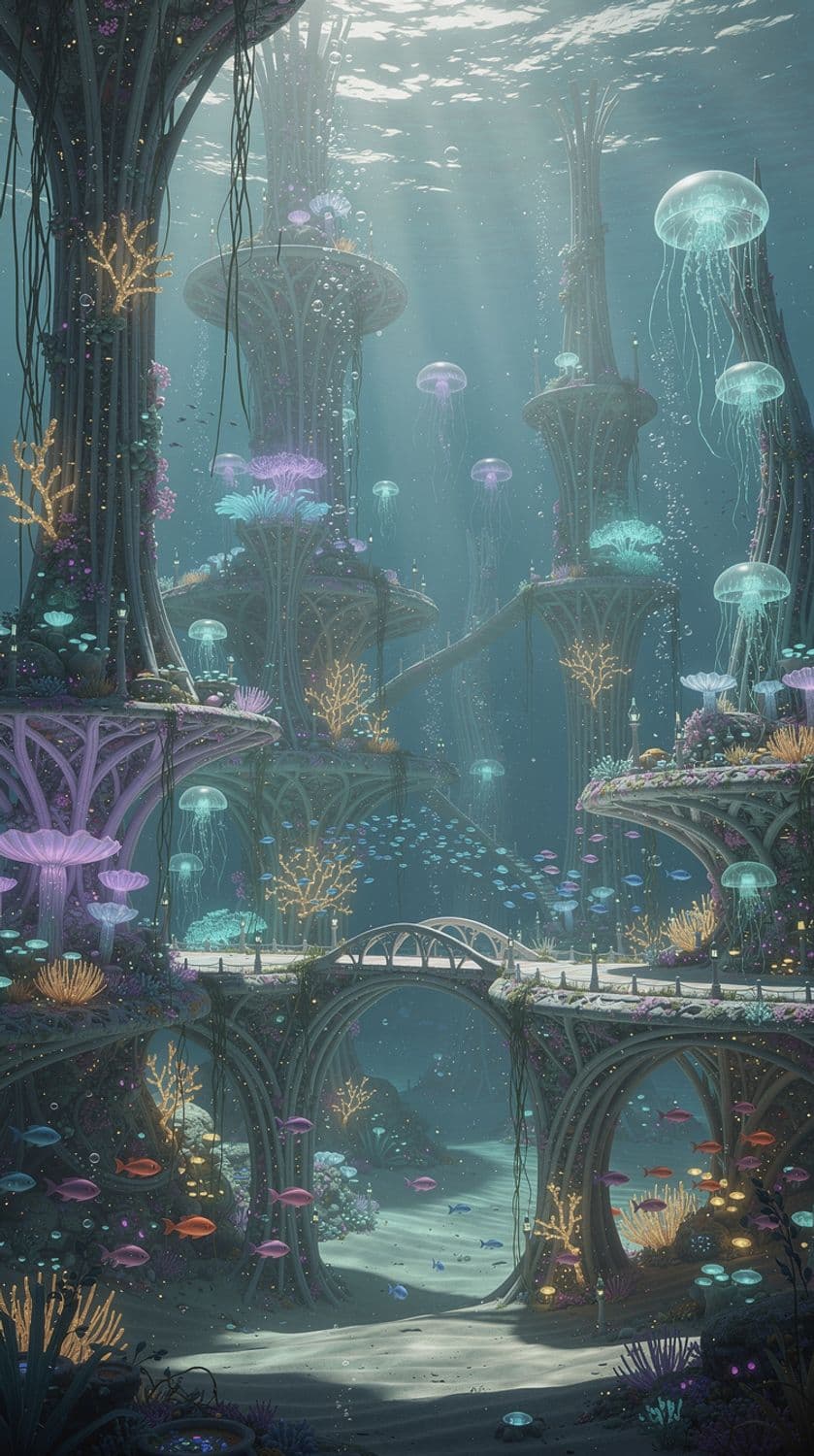 Bioluminescent Ocean Metropolis