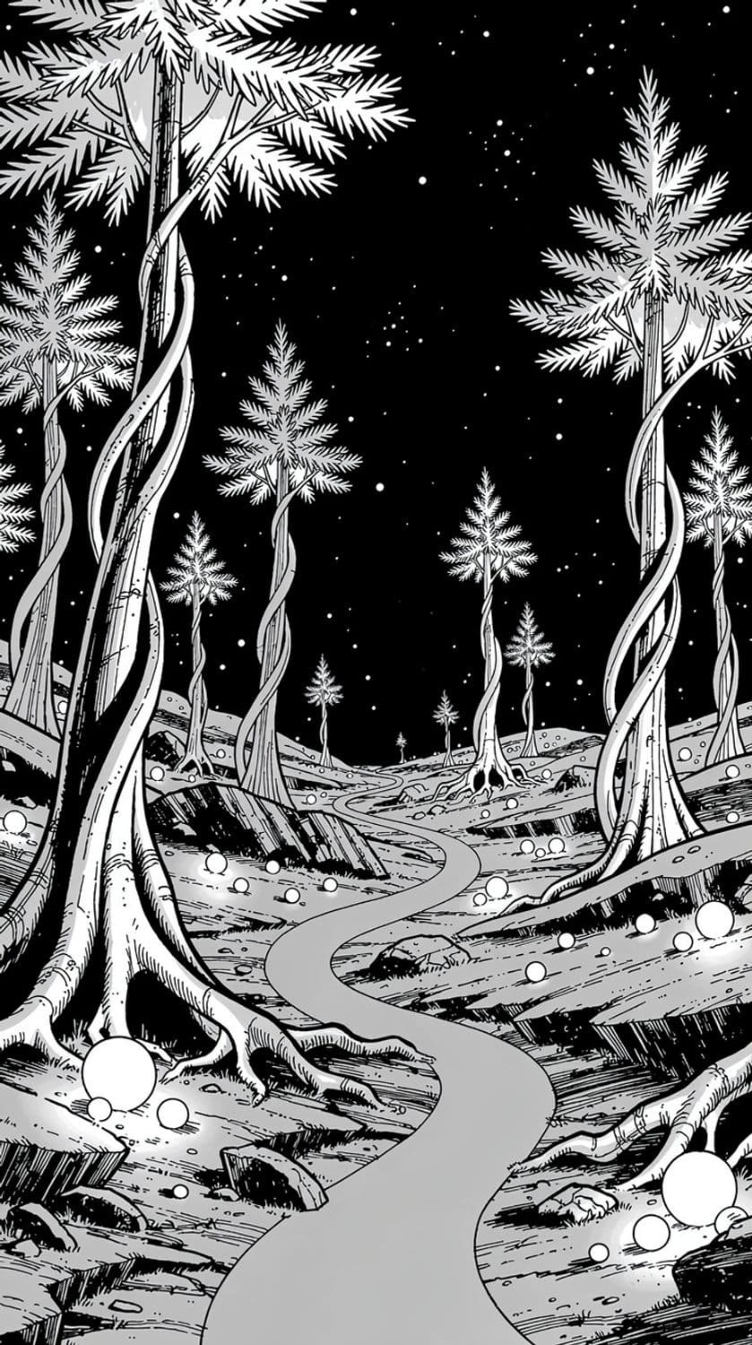 Alien Forest Under Starry Sky