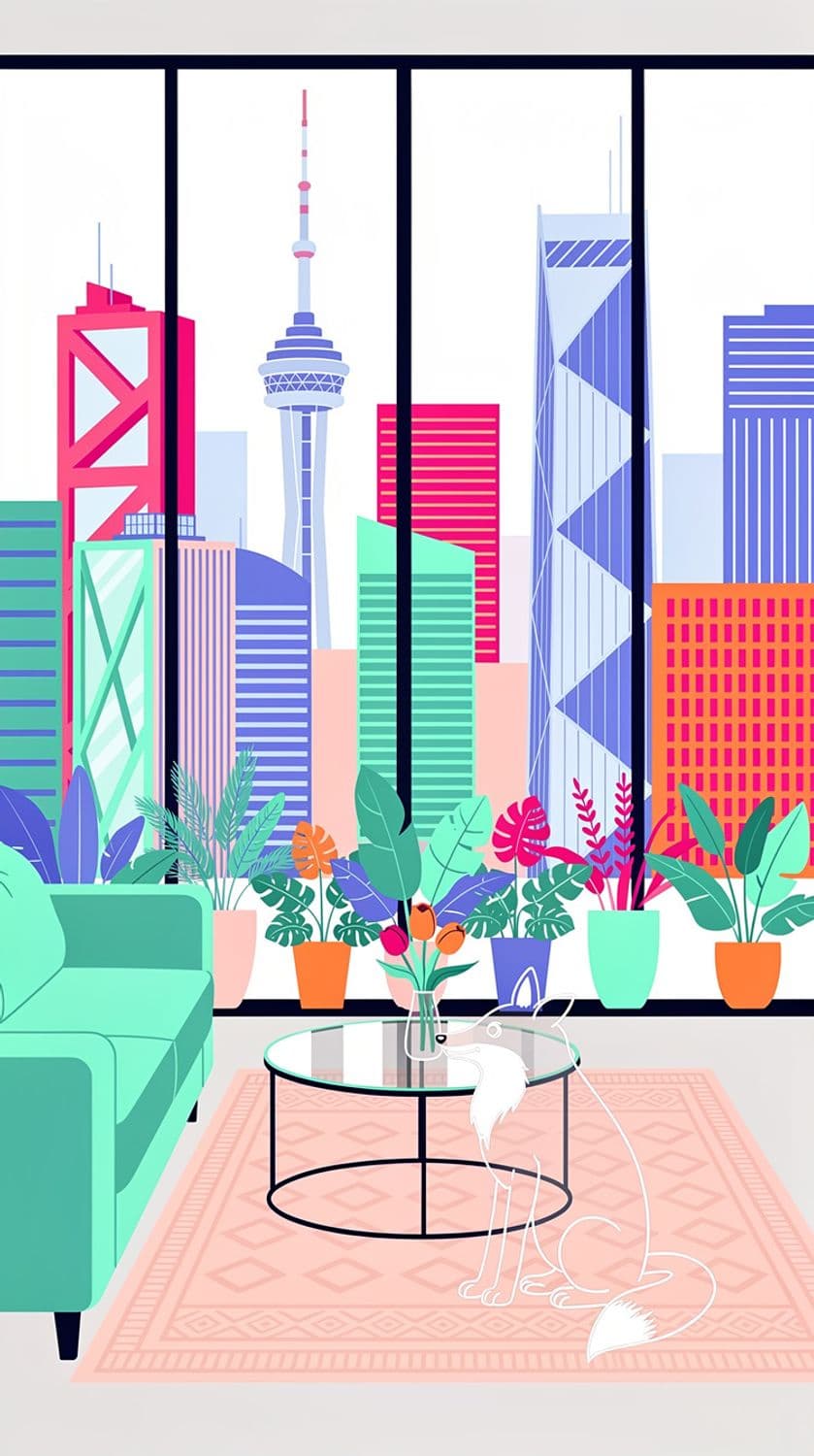 Metropolitan View from Stylish Interior