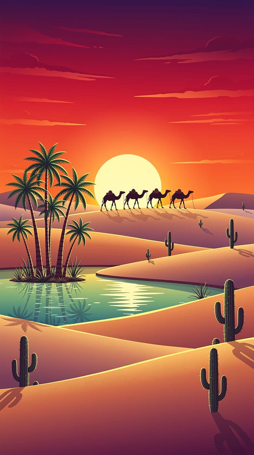 Desert Sunset Caravan