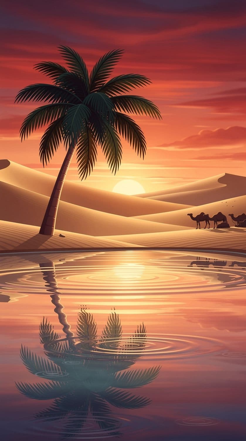 Desert Oasis Sunset