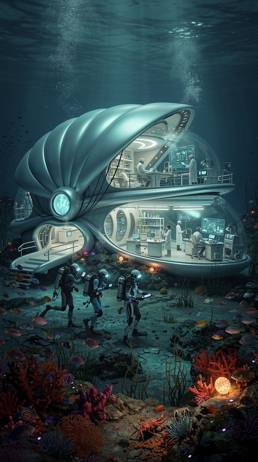 Futuristic Underwater Research Station