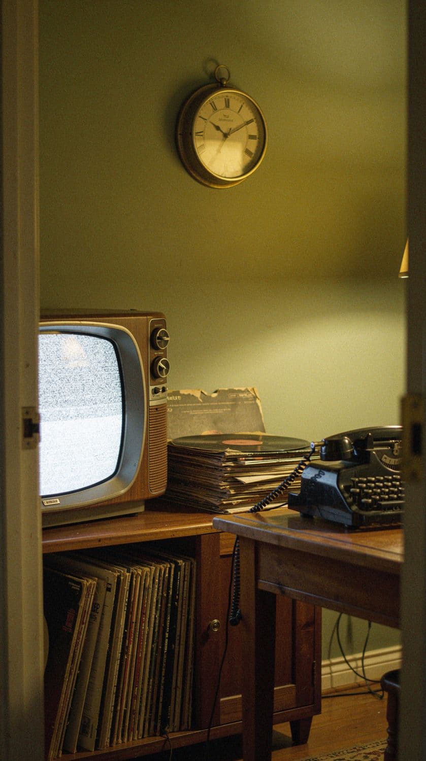 Retro Study Room with Vintage Tech