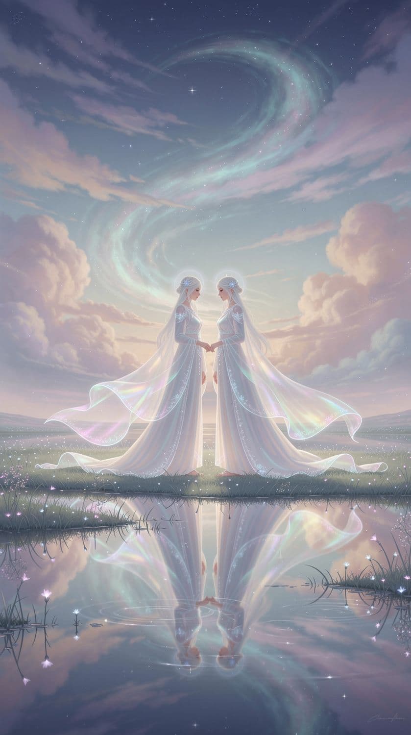 Ethereal Beings in a Celestial Meadow