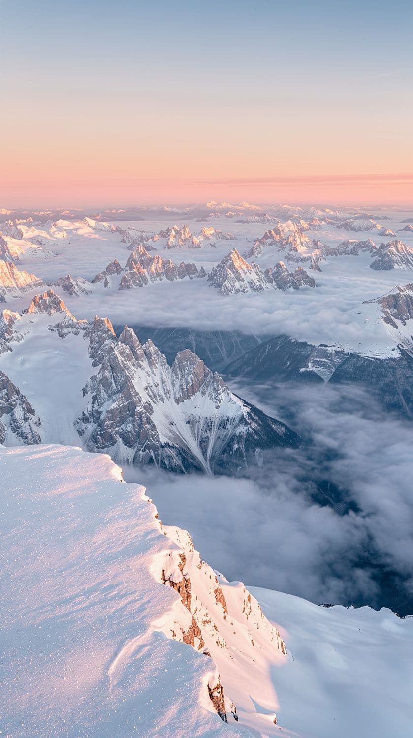 Snowy Mountains at Sunrise