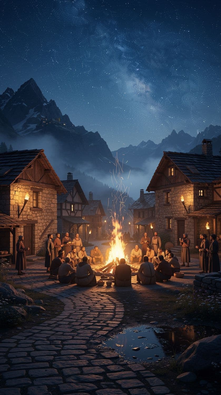 Starlit Mountain Village