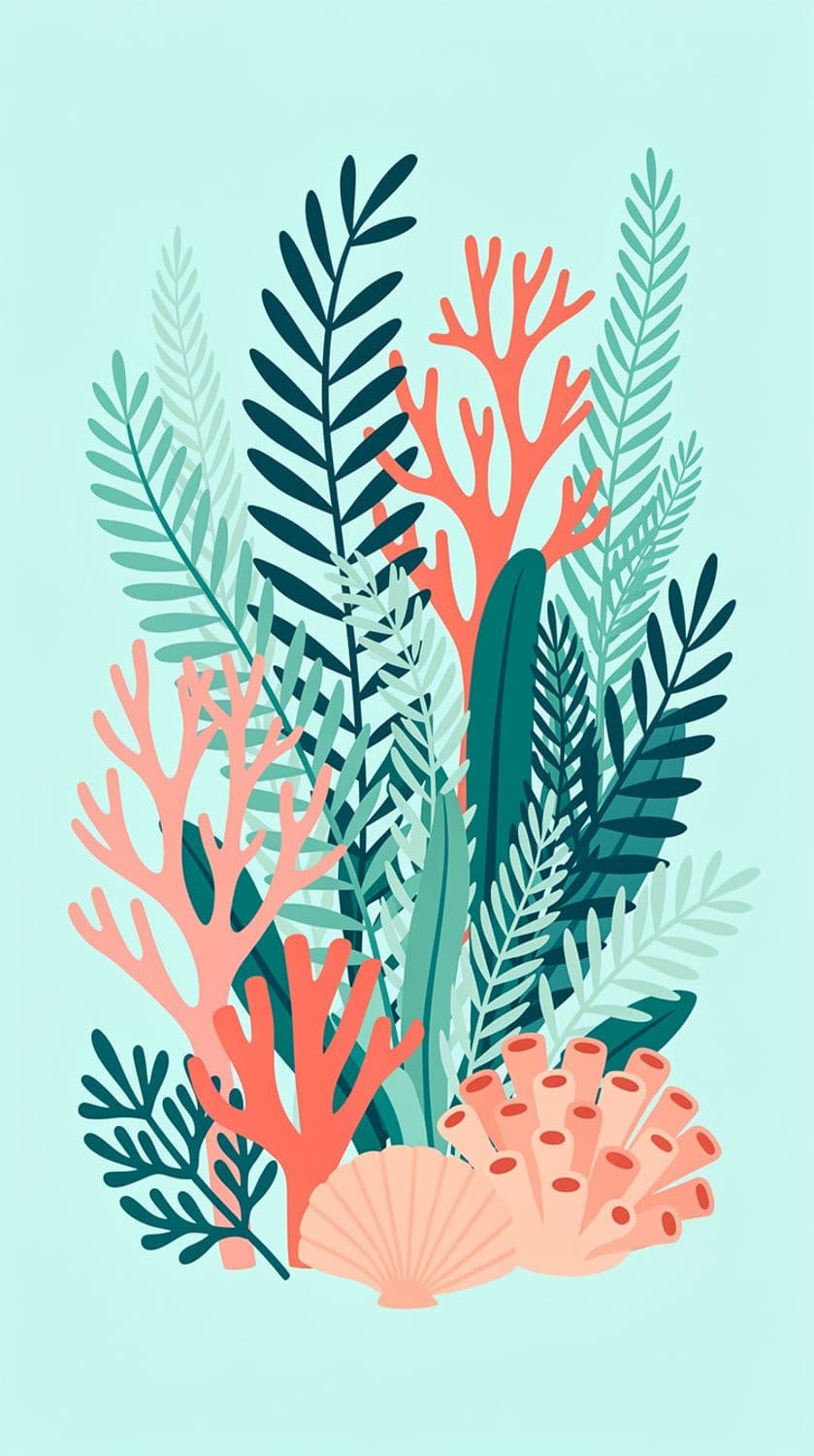 Marine Harmony in Blue and Coral