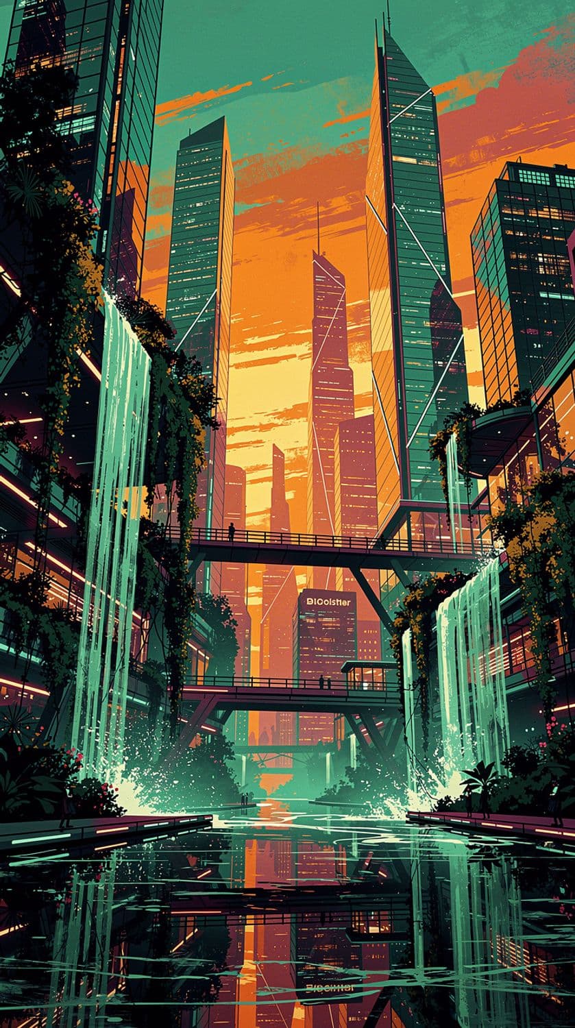 Urban Oasis at Dusk
