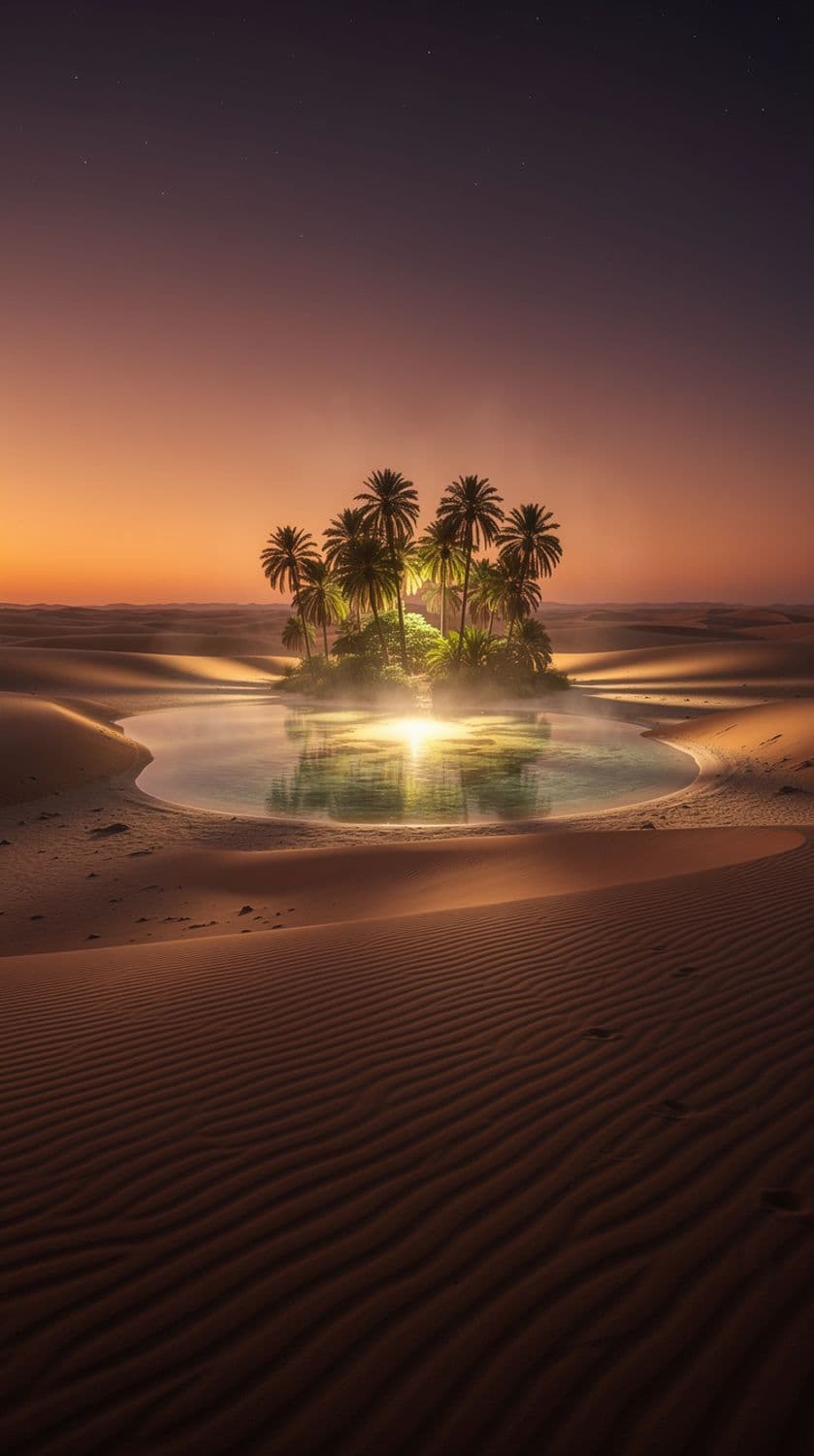 Golden Oasis at Dusk