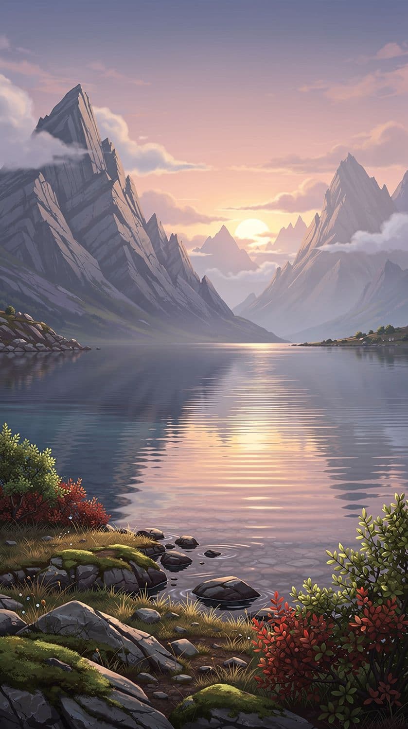 Serene Mountain Lake at Dusk