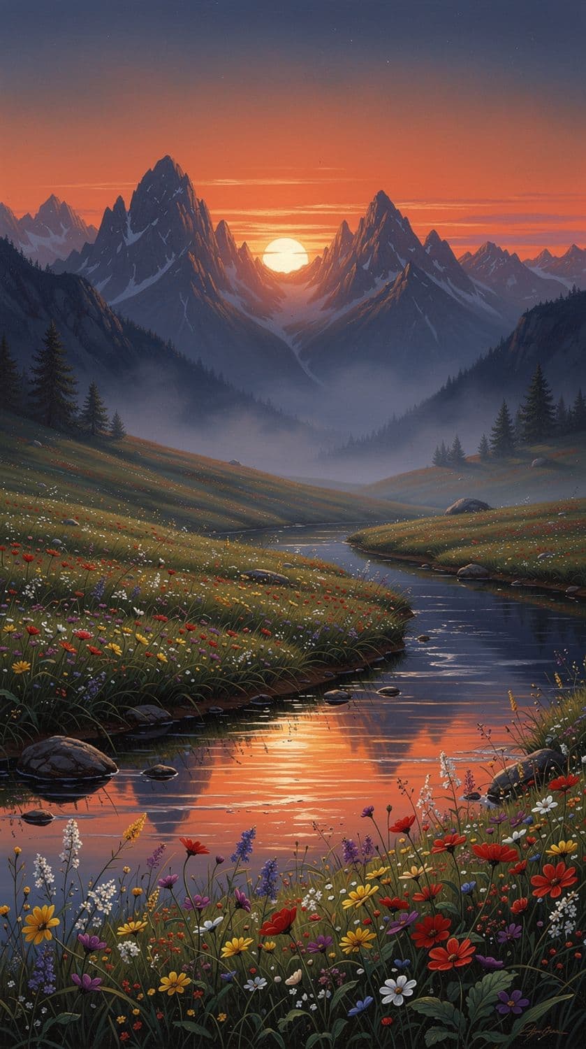 Sunset in the Mountains