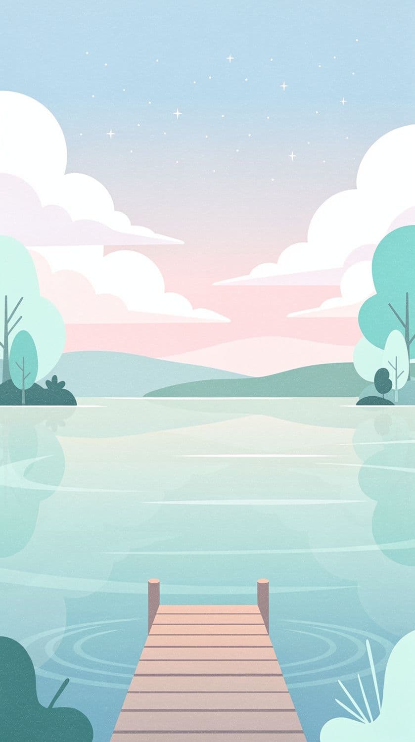 Pastel Lakeside Tranquility