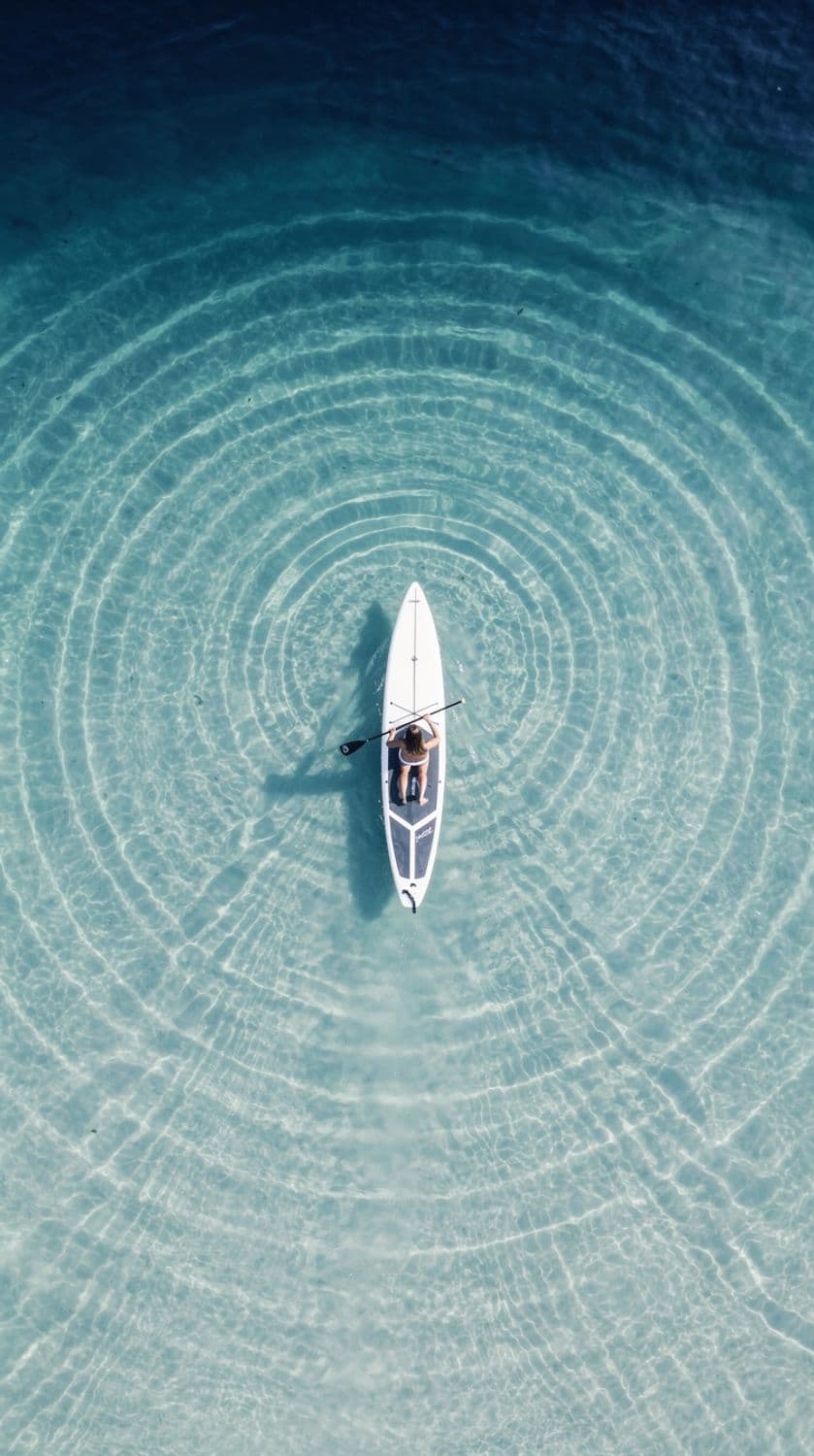 Paddleboarder on Tranquil Ocean