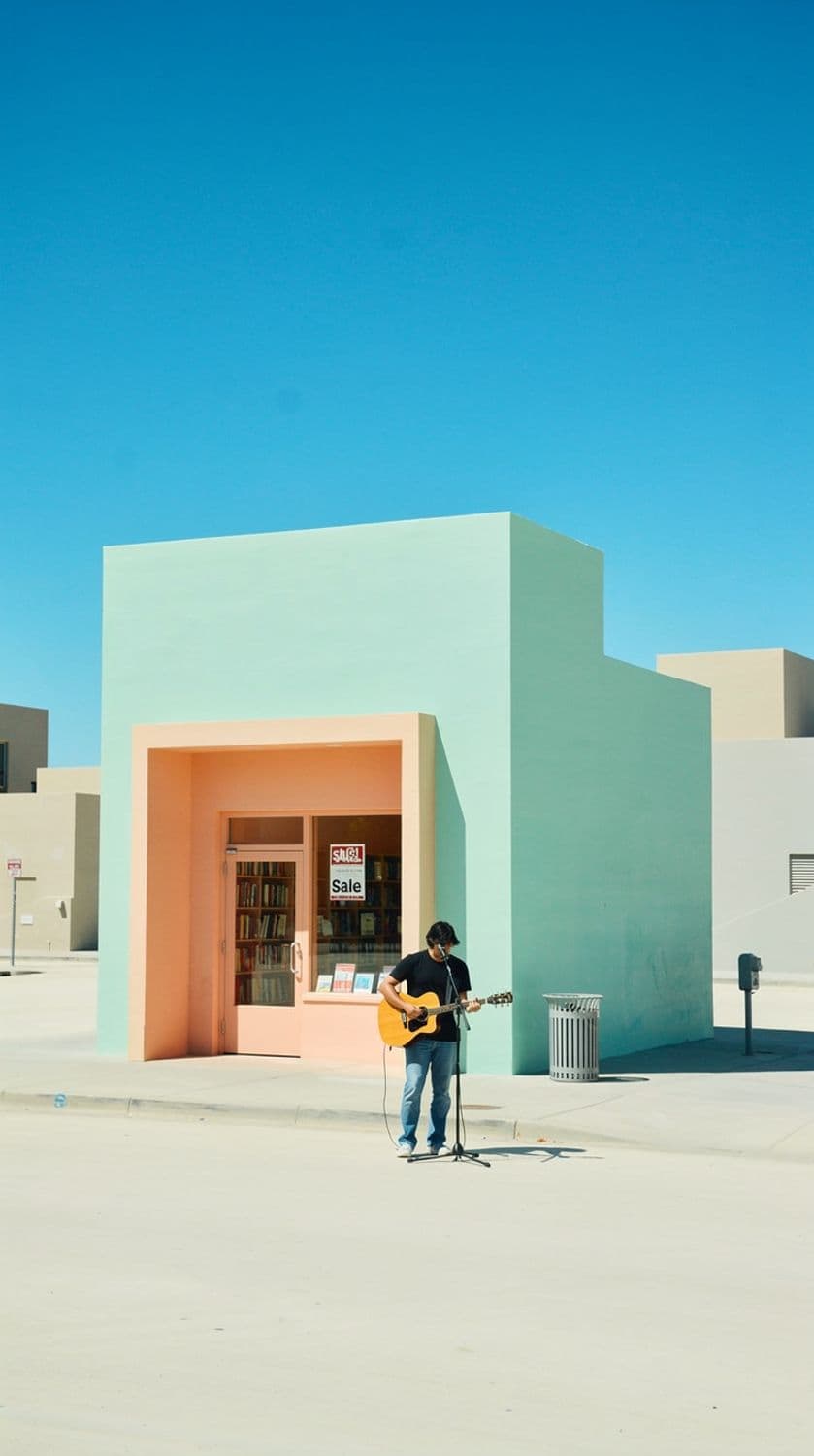 Street Musician at Bookstore Sale